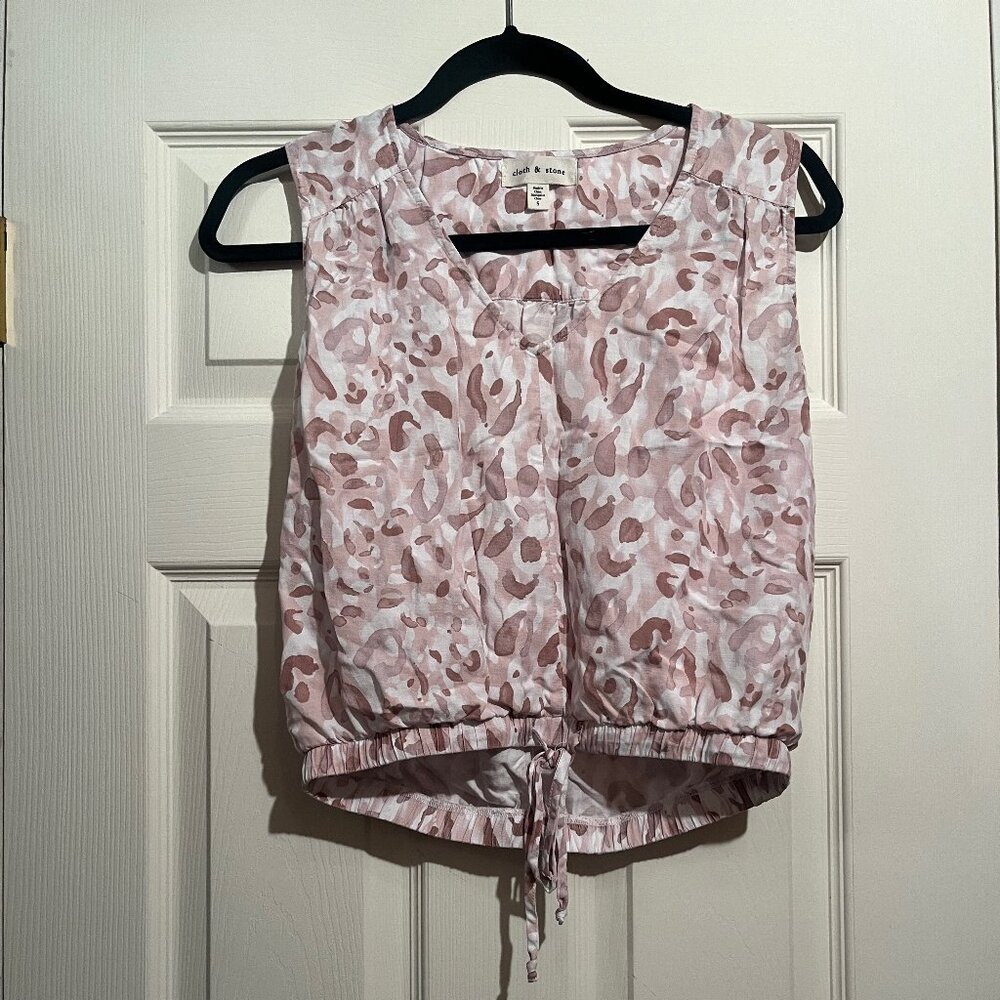 Animal Print Top Sleeveless Pink Cloth & Stone, Size S